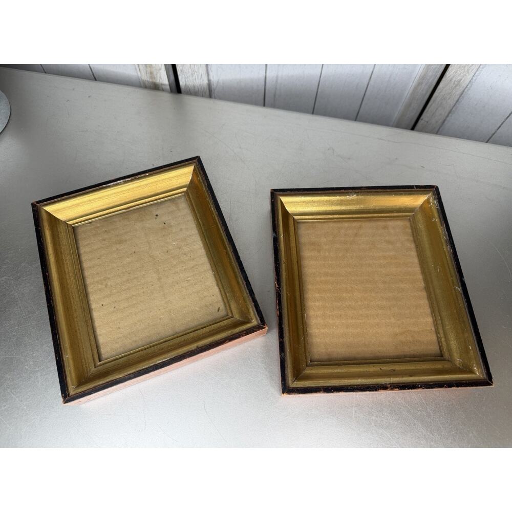 Vintage Gold Wood Florentine Small Frames Set Of 2 Hollywood Glam Decor